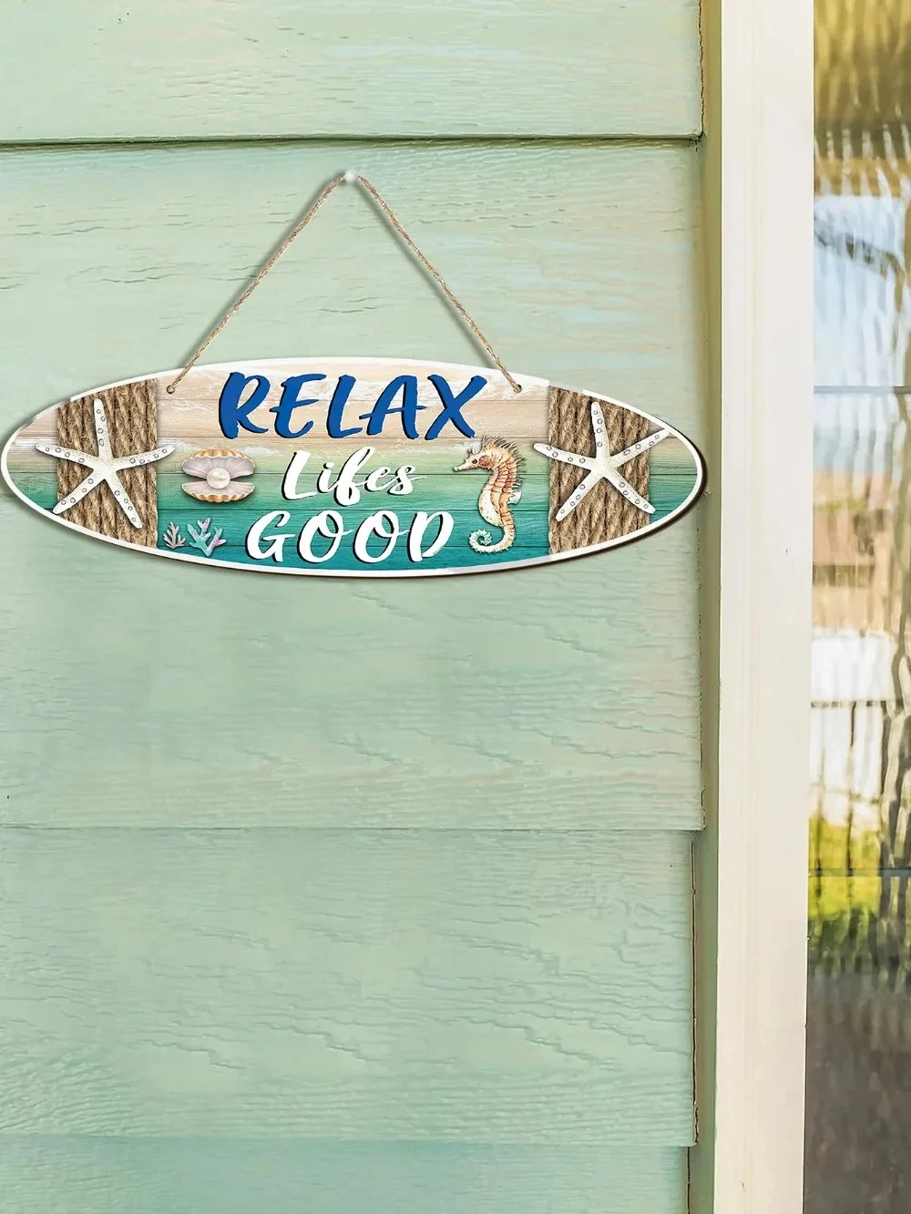 Summer Relax lifes good wood plaque sign, Surfboard shape decoration, Sand beach decor sign, Outdoor wall hanging art decor view 4