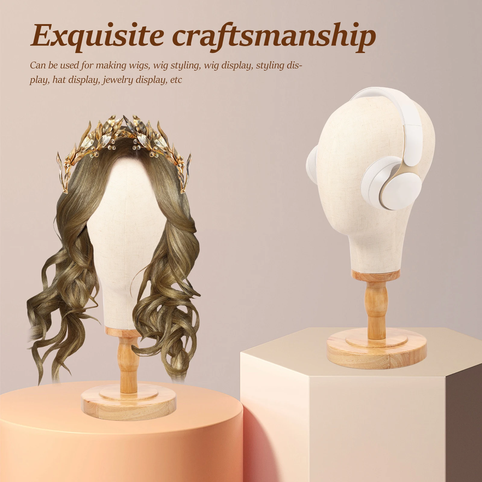 Cabeça de peruca de lona suporte de peruca cabeça de manequim para exibição de penteado fazendo suporte de peruca com cabeça suporte de peruca bonés headdres