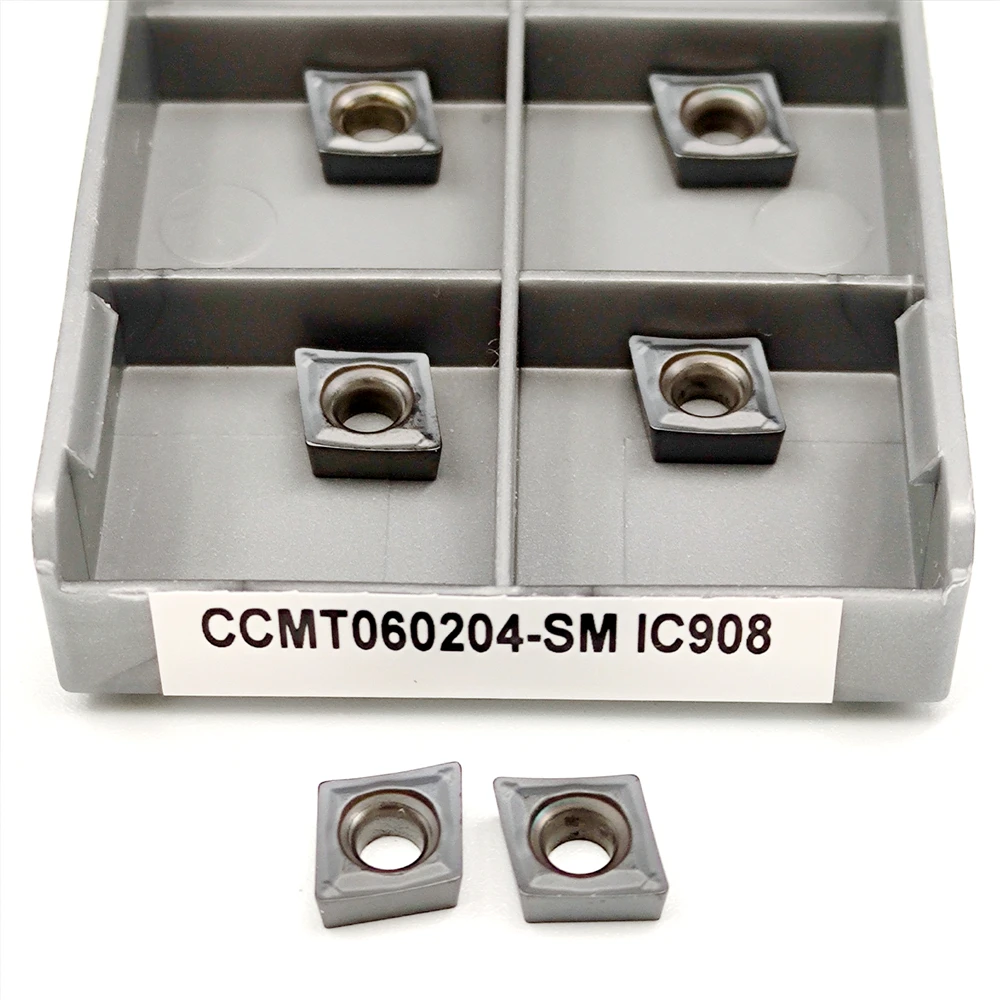 10 قطعة CCMT060204 SM IC907 IC908 سبائك الصلب كربيد إدراج الداخلية آلة خرط تعمل بالتحكم الرقمي بواسطة الحاسوب أداة CCMT 060204 IC 907 908