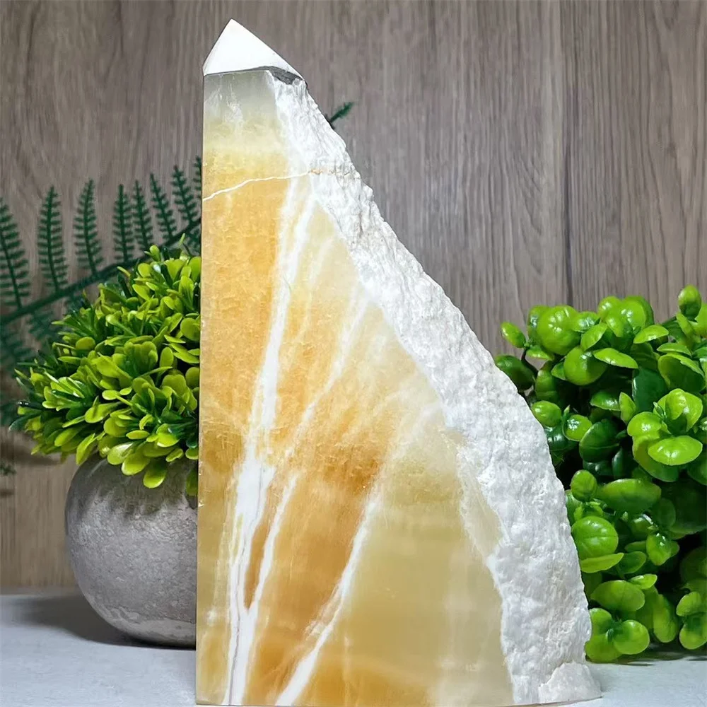 Orange Calcite Tower Crystal Point Wand Specimen Healing Gemstone Ornaments Carving Mineral Decoration Energy Room Gift Home