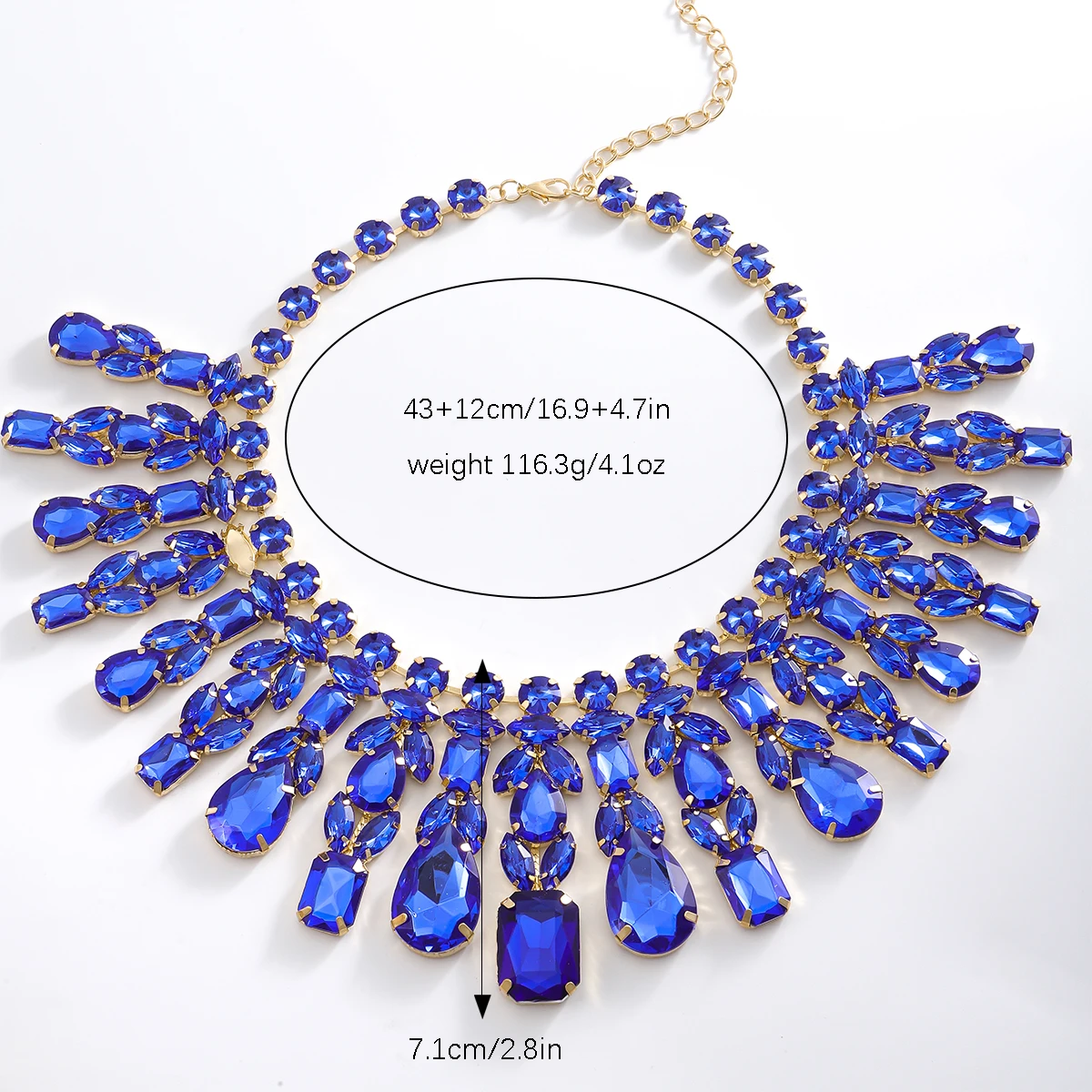 Vedawas Luxury Geometric Rhinestone Necklace,Elegant Banquet Wedding Women Accessories,Gifts for Lover and Friends