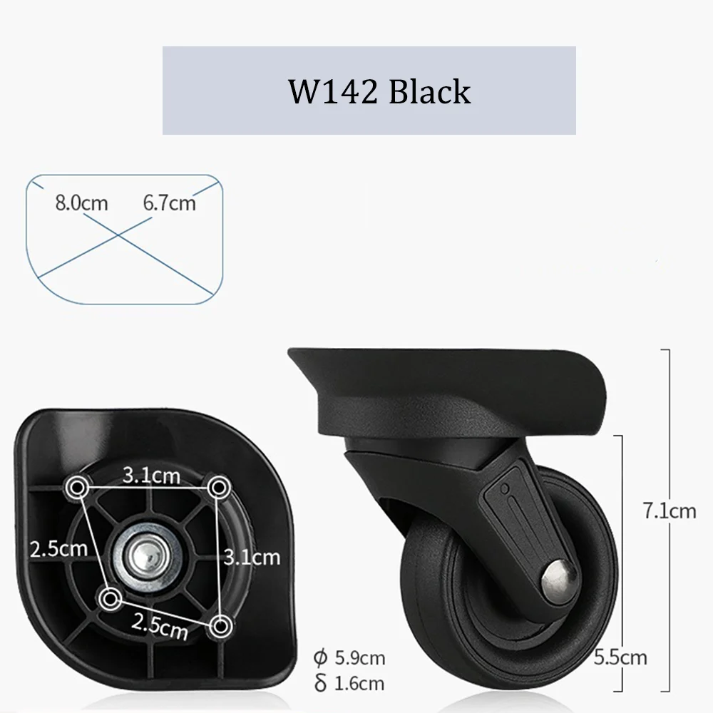 For Samsonite W142 Nylon Luggage Wheel Trolley Case Wheel Pulley Sliding Casters Universal Wheel Slient Wear-resistant Repair