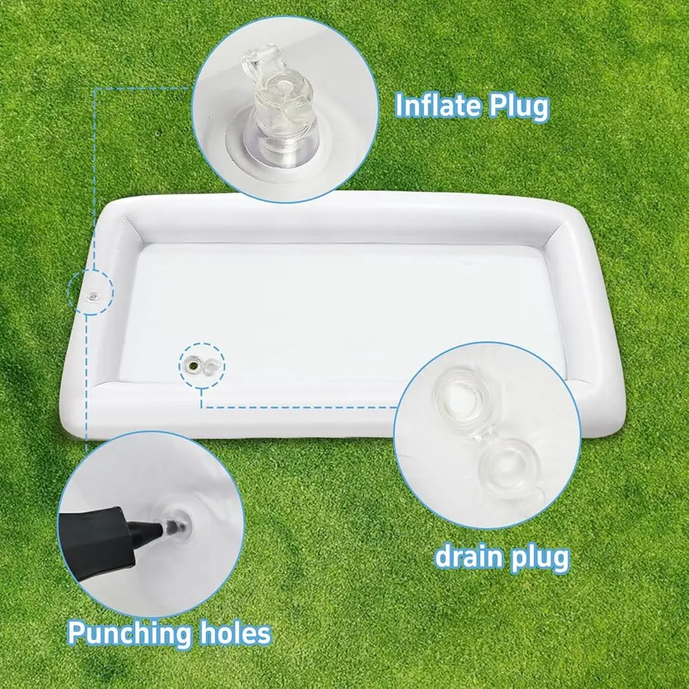 2 Pieces Inflatable Serving Bar 4 Pcs Food Umbrella Mesh Cover Tent Set Cold Food Buffet Server For Salads Beverages Ice Picnic