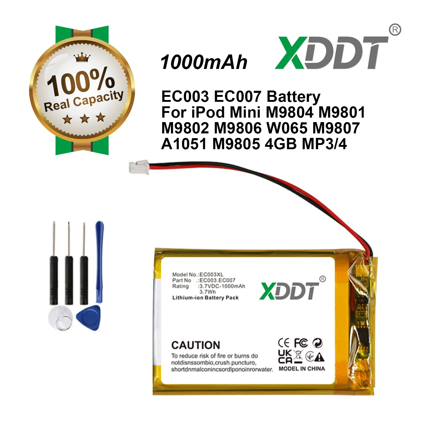 EC003 EC007 1000mAh Battery For iPod Mini M9804 M9801 M9802 M9806 W065 M9807 A1051 M9805 4GB MP3/4 1st 2nd Gen + Free Tools