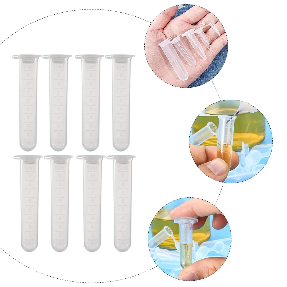 

200pcs Tubes 10ml Polypropylene Test Tube Vials Empty Containers with Caps for Lab Samples Craft Use