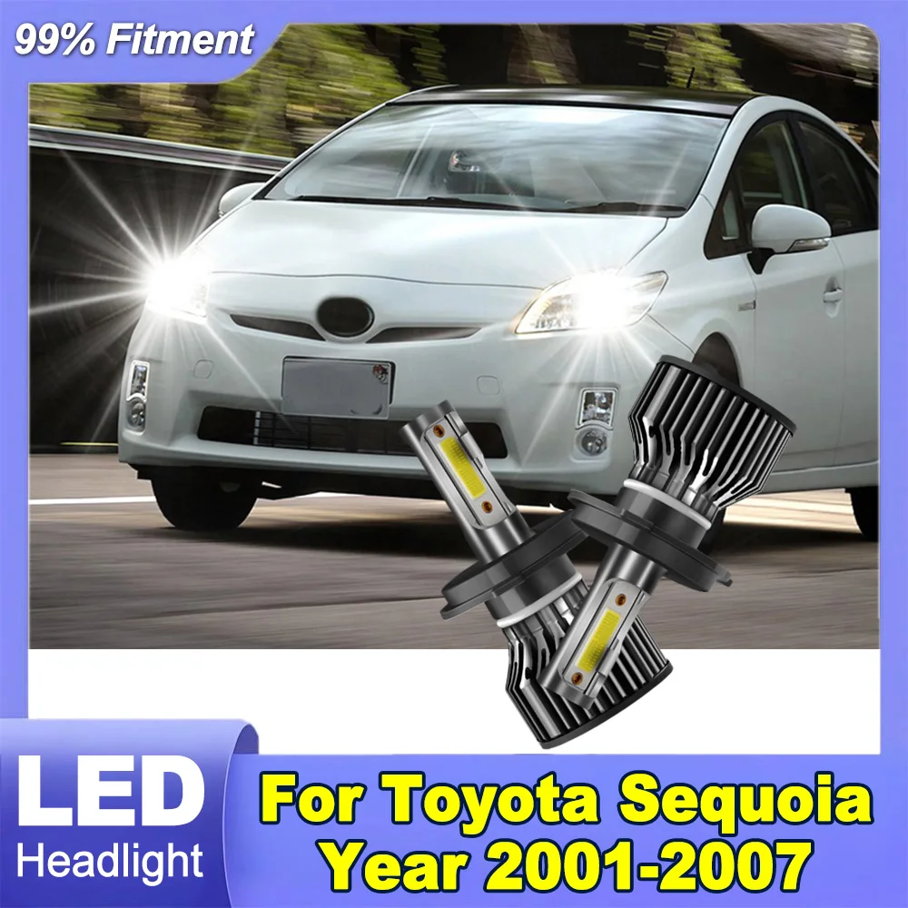 

2X Car LED Headlight 6000K H4 High Low Beam Headlamp 30000LM 300W For Toyota Sequoia Year 2001-2007 Plug and Play Car Light