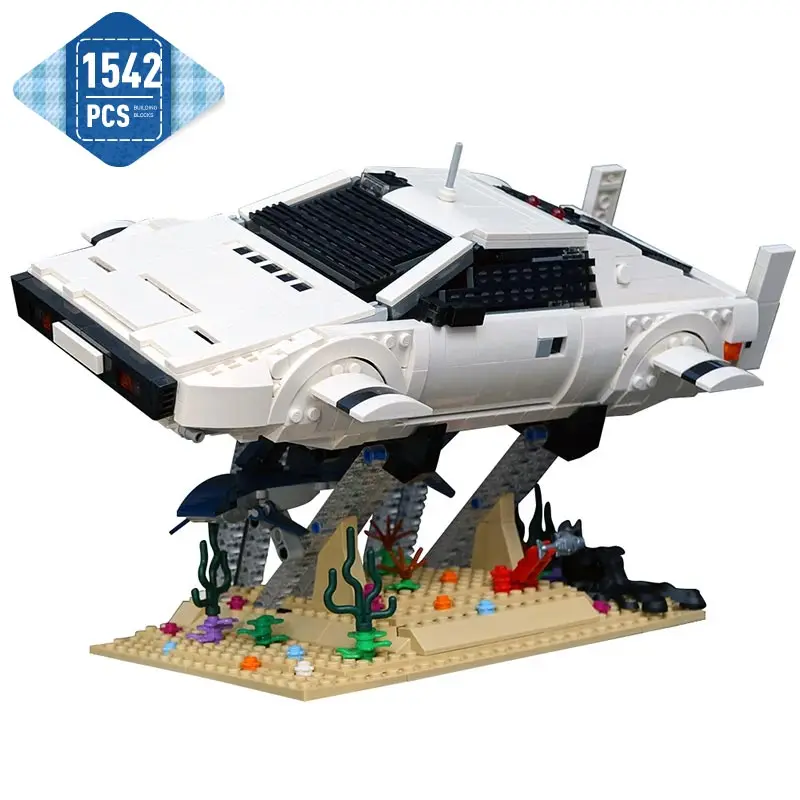 MOC Classic Movie Car Bond-007 Building Block Assembly Undersea City White Car MOC-134254 Brick Toy Gift