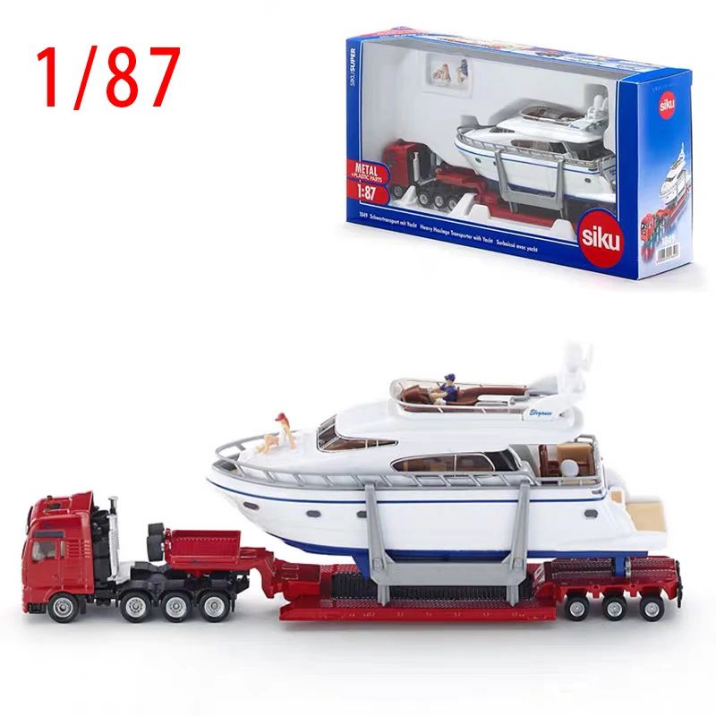 Diecast 1/87 escala caminhão de transporte pesado liga modelo carro brinquedos caminhão reboque iate ornamentos colecionáveis brinquedos para meninos