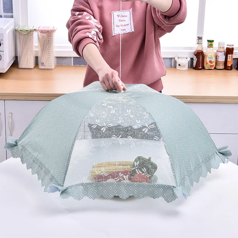 Foldable Food Cover Lace Mesh Vegetable Cover Dustproof Rice Umbrella Style Anti Fly Mosquito Insect Proof Food Bread Cover