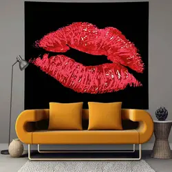 Red Lips Tapestry Abstract Lady Lip Pattern Tapestry Fashion Sexy Tapestries Decorative Bedroom Living Room Dorm Wall Hanging
