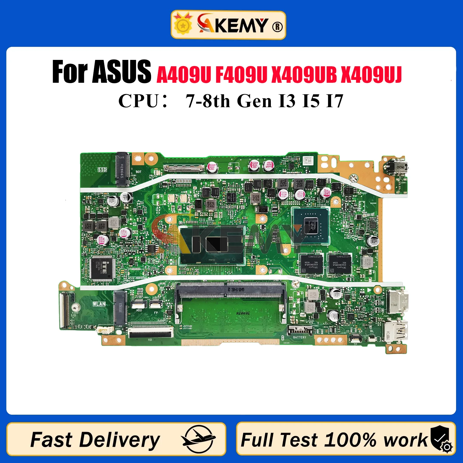 

X409UB Laptop Motherboard For ASUS VivoBook X409U A409U A509U F409U F509U X509UB X509UJ Notebook Mainboard With I3 I5 I7 CPU stk