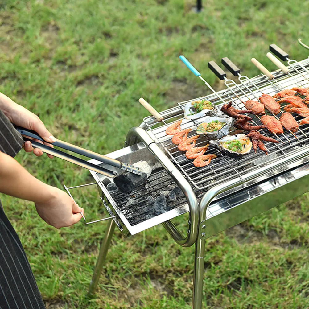 

4Pcs Barbecue Charcoal Clip Lengthened Bbq Tong Outdoor Fireplace Clamp Safe Antiskid Long Reach Campfire Tong