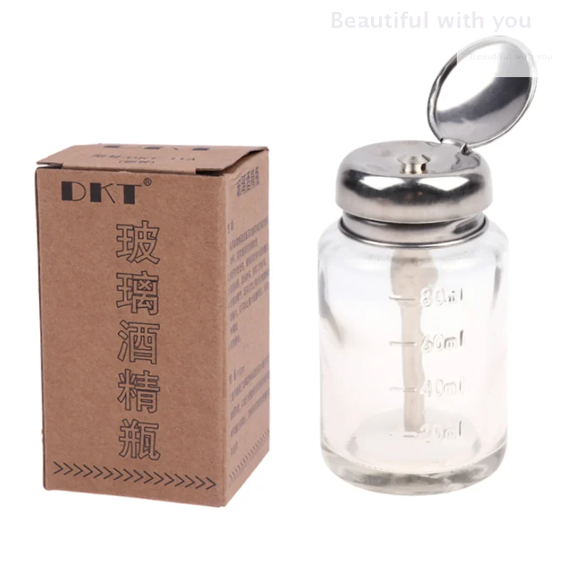 

100ml Dispenser Pump Bottle Nail Polish Down Push Remover Bottles Empty Pumping Jar Airless Press Manicure Clear Liquid Makeup