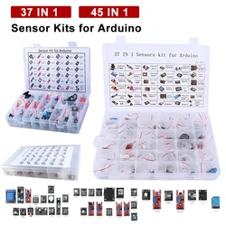 Sensor Kit 37 in 1 Sensor Kits 45 in 1 Sensor Module Starter Learning Suit for Arduino R3 Mega 2560 Sensor Module Starter Kit