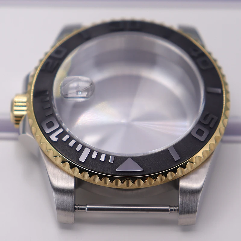 NH35 40mm Silber-Gold Uhrengehäuse Saphirglas für Seiko NH35 NH34 NH36 NH38 ETA2824 Miyota8215 Uhrwerk Gehäuse 28,5mm Zifferblatt YACHT – Detail 4