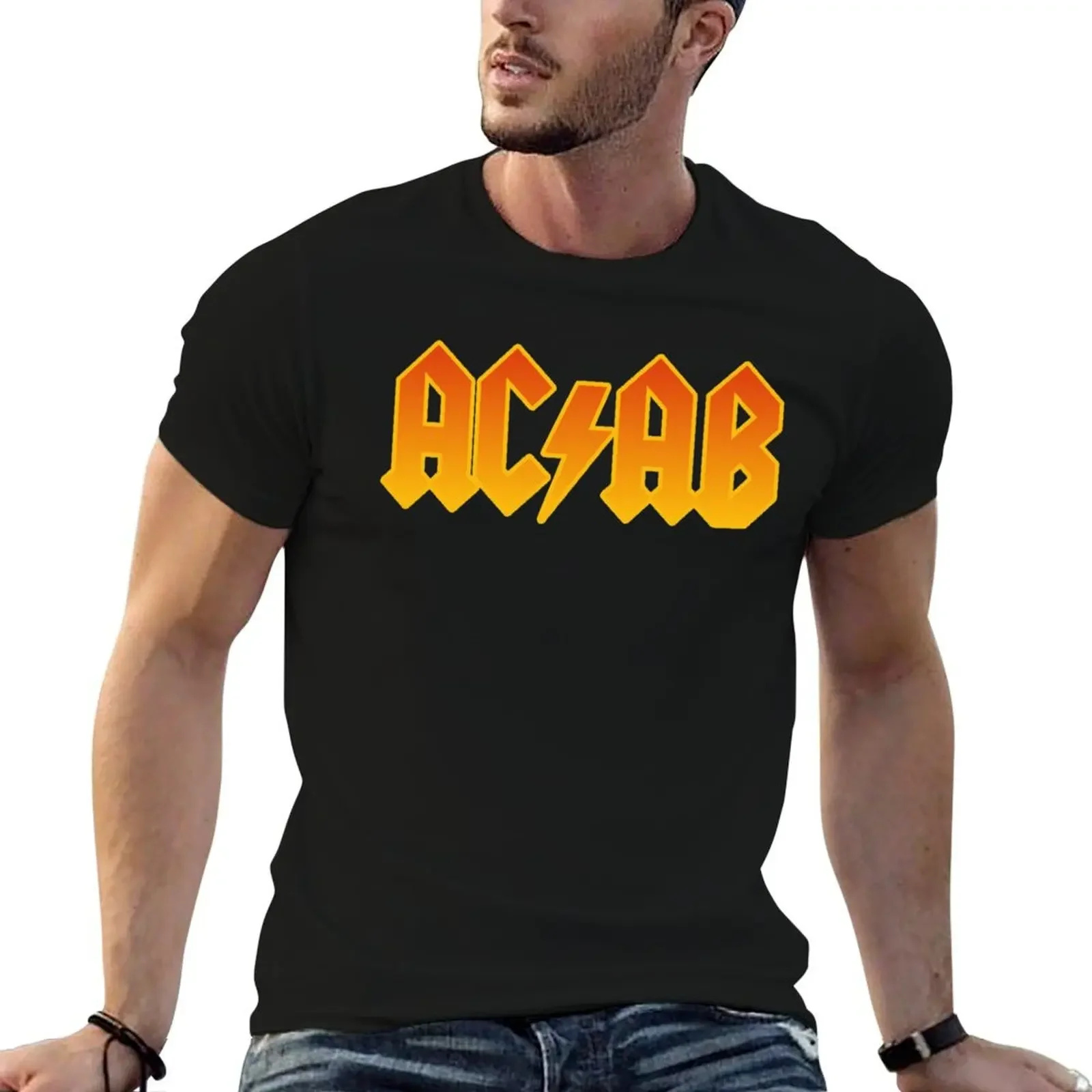 

ACAB - AC/DC Style, Gradient T-Shirt anime t shirts aesthetic clothes blacks oversized graphic tee mens t shirts top quality