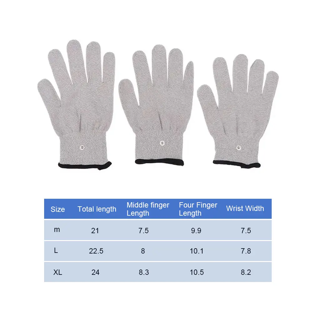 Conductive Silver Fiber Electrode Gloves Pads Electrotherapy Massage Gray Conductive Massage Electrode Gloves