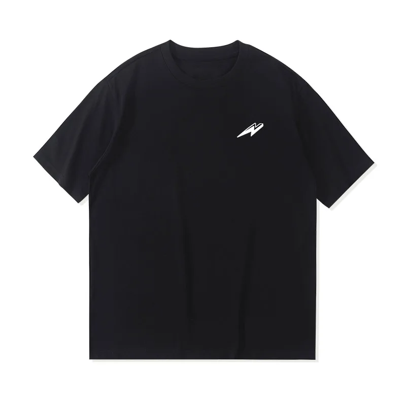 

Trendy short-sleeved T-shirt mens American high street heavy T-shirt summer cotton lightning print T-shirt