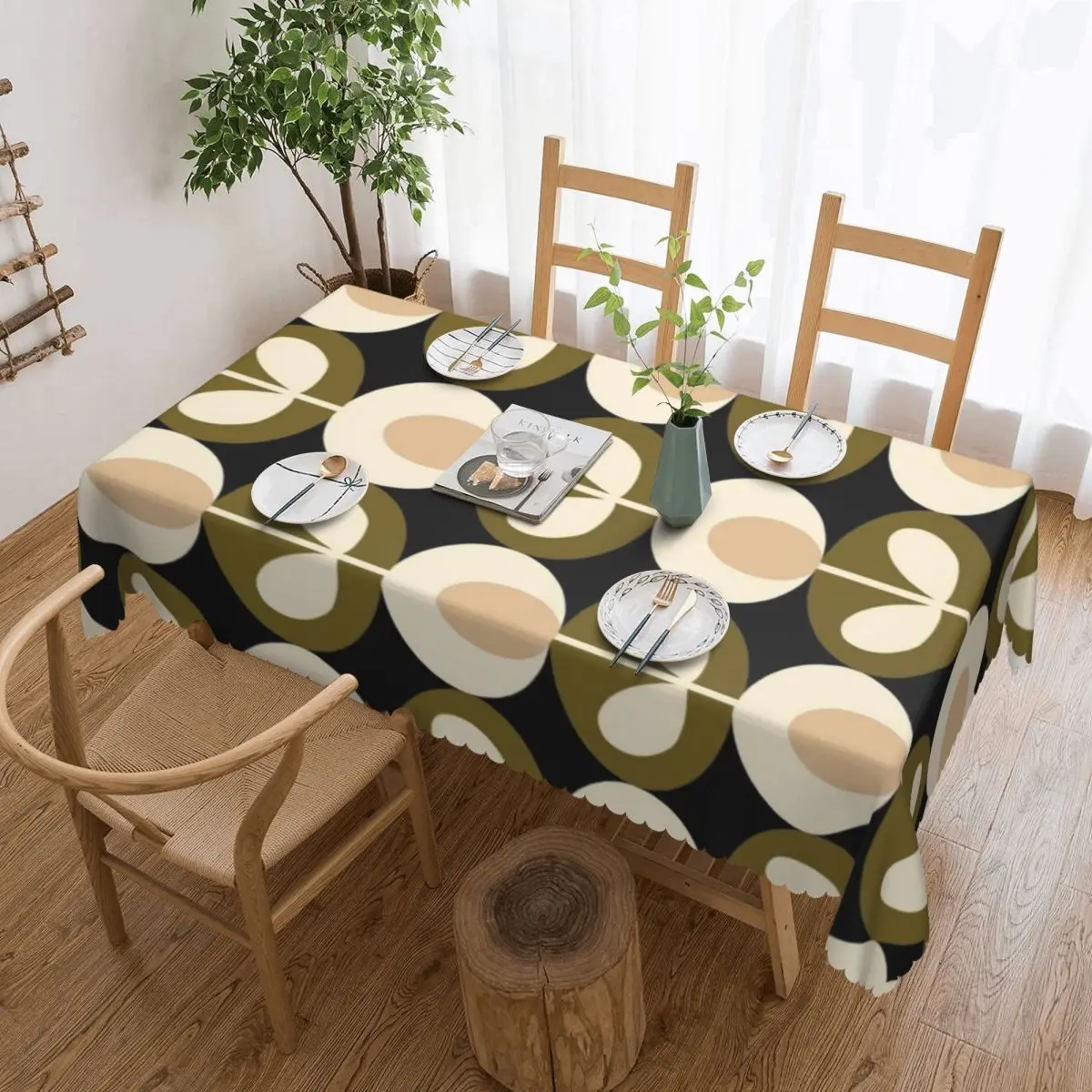 

Rectangular Waterproof Oil-Proof Orla Kiely Floral Tablecloth Table Covers 45"-50" Fit Abstract Scandinavian Table Cloth