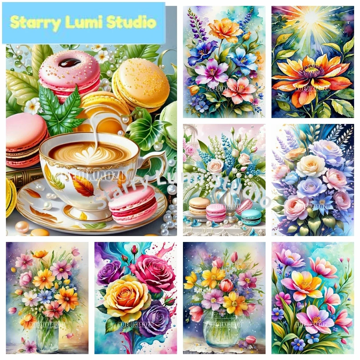5D DIY Diamond Painting Kits Crafts Cozy Colorful Art Bouquet Inlay Vase Flowers Round Embroidery Mosaic Cross Stitch Home Decor