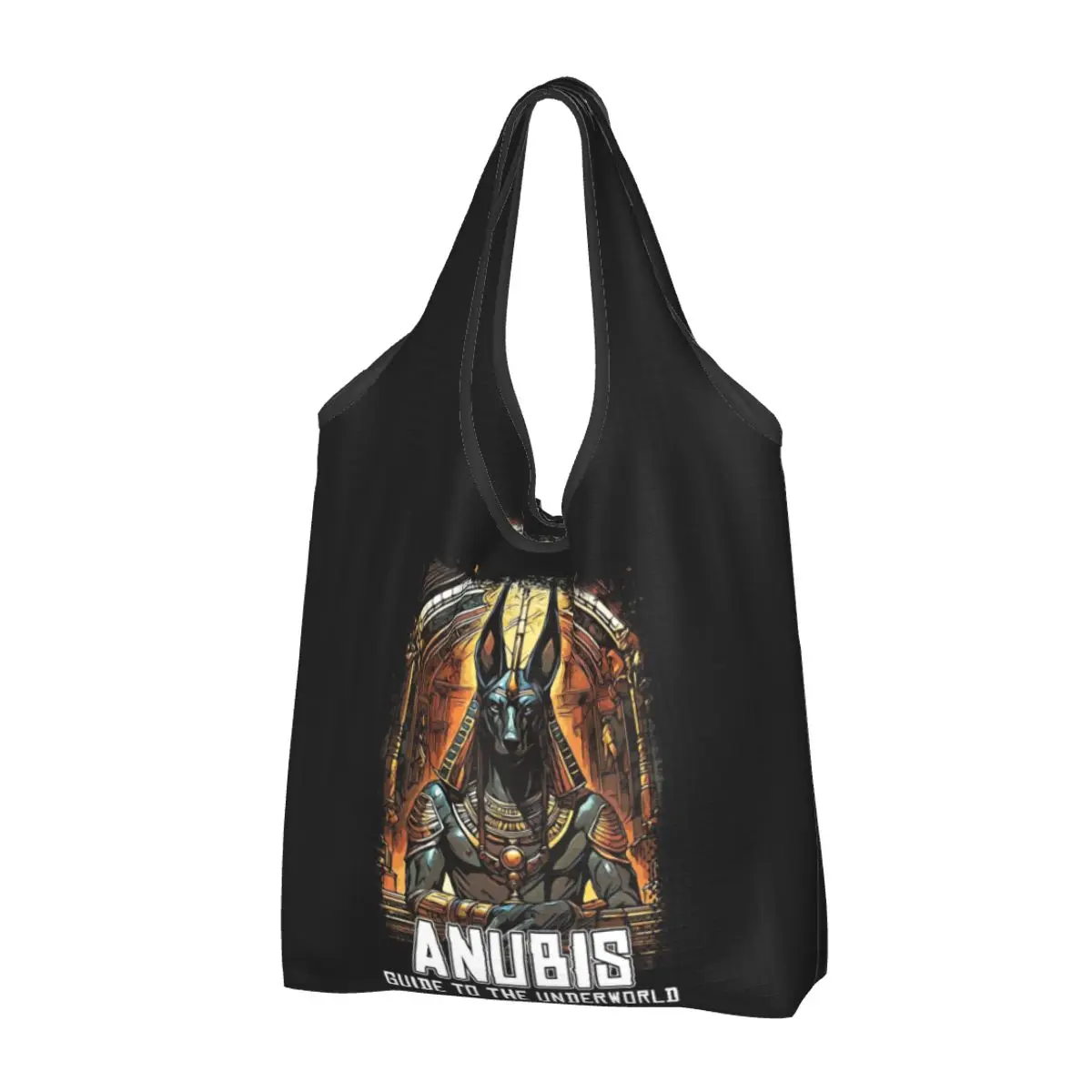 Anubis Egyptian GOD Guide To The Underworld Portable Tote Shopping Bags Foldable Shopper Bag Grocery Handbag Shoulder Bag