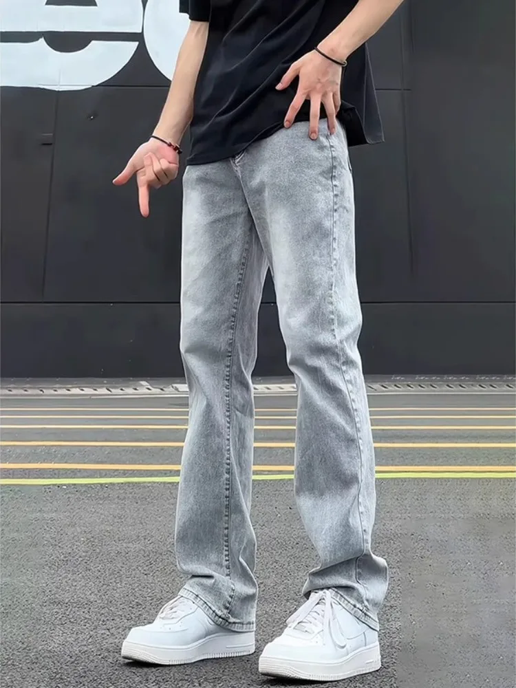 

Smoke Grey Slim Fit Men's Jeans Summer Thin American High Street OOTD Trendy Brand Cool Street Style Slightly Spicy Pants