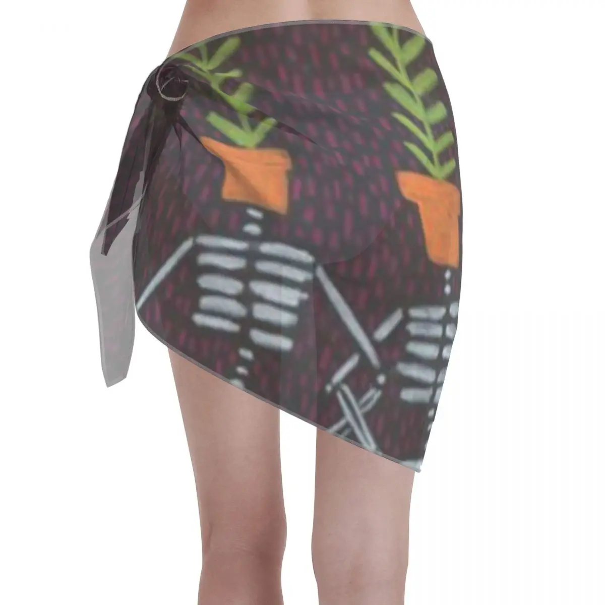 Promotion Sunflower Skeletons Women's Beach Wrap SkirtHawaii Travel Wrap Skirt