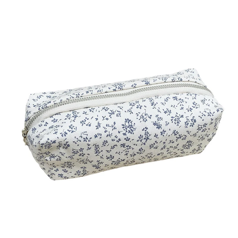 Kotak Pensil Kapasitas Besar Organizer Alat Tulis Multifungsi Tas Pena Cetak Bunga Kartun Tas Alat Tulis Siswa Grils