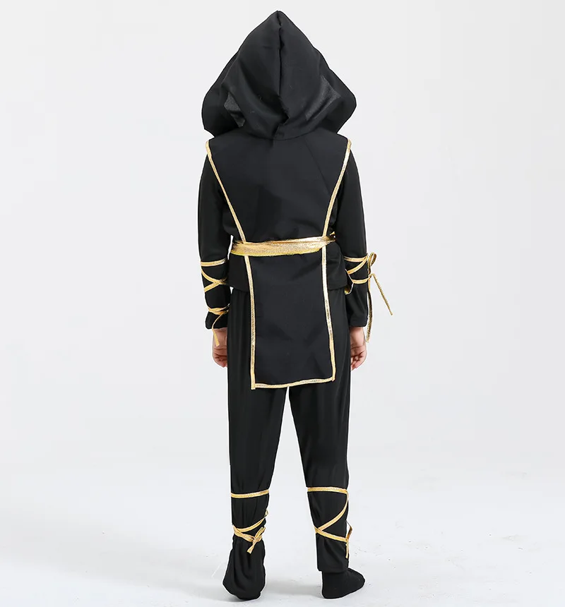 Boys Ninja Costume Kids Kung Fu Samurai Outfit Halloween Anime Cosplay Muscle Bodysuit Suit Children Dress Up Gift