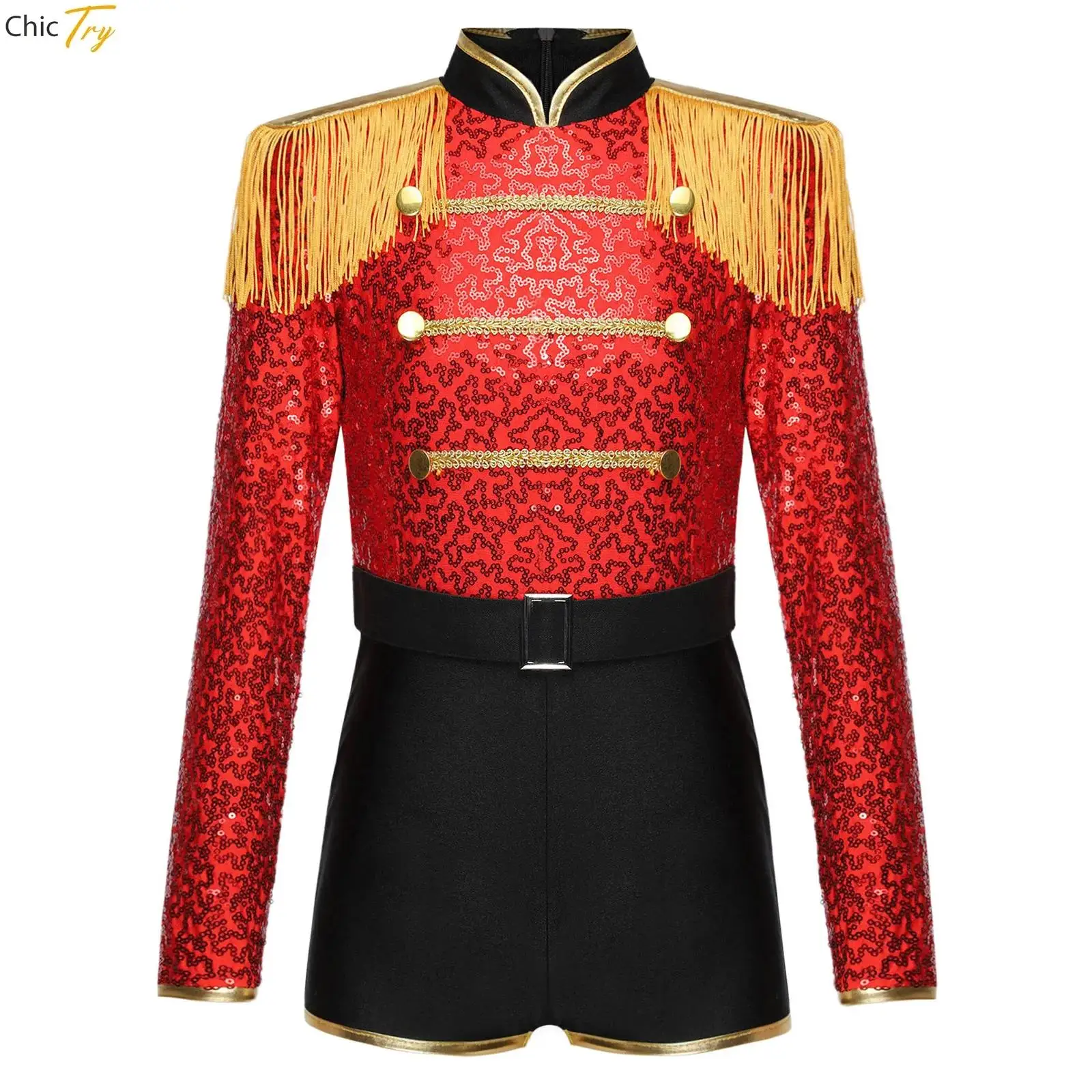 

Kid Girls Ringmaster Circus Cosplay Costume Jumpsuit Ballet Jersey Dancewear Bodysuit Halloween Carnival Director Fancy Dress up