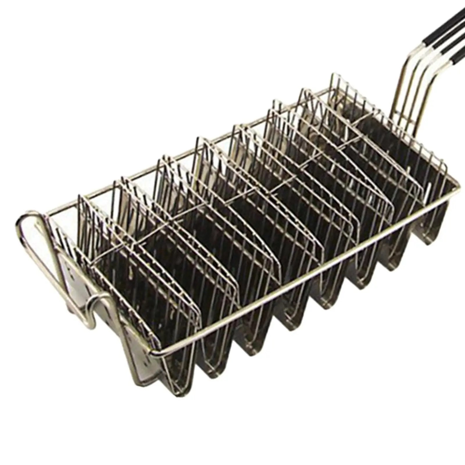 Chrome Steel Taco Basket for Deep Fryer Tortilla Shell Maker Long Handle Anti Splash Kitchen Holder