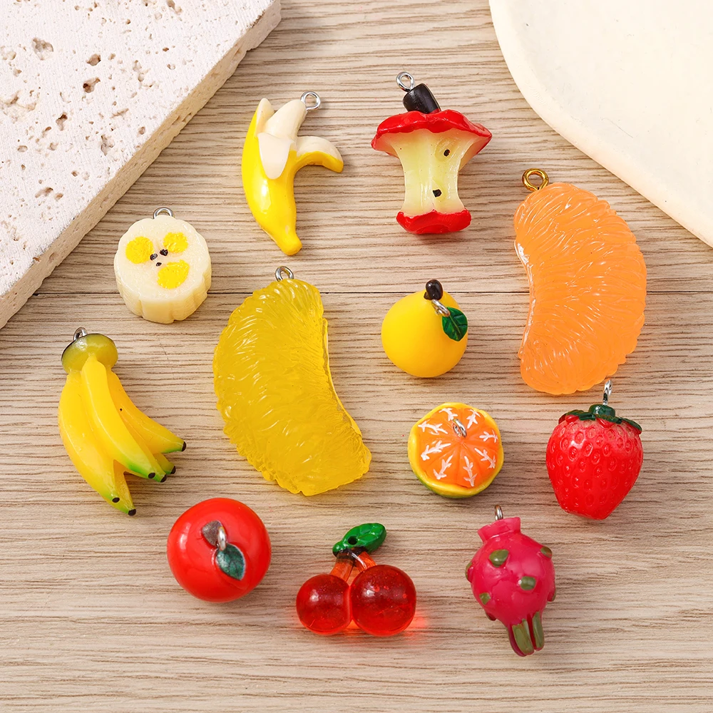 Tusember 10 قطع لطيف الفاكهة سحر التفاح الموز الكرز الذرة الفراولة المعلقات لصنع المجوهرات قلادة سوار أقراط DIY بها بنفسك #5