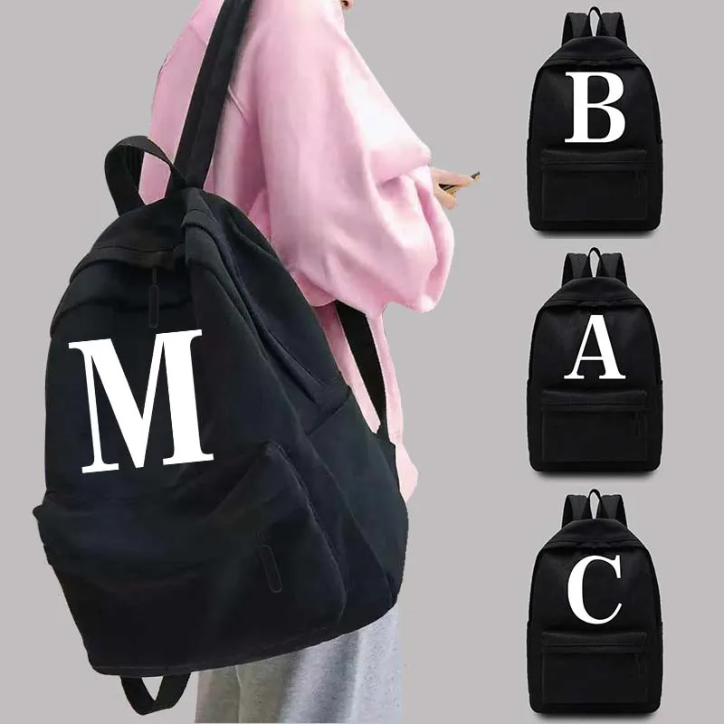 

Women's Backpack College School Bag Teen Unisex Backpack White 26 Letter Series One Shoulder Laptop Bag Commuter Sports Backpack