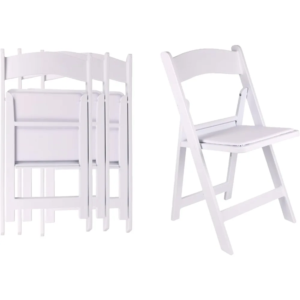 

BTEXPERT White Folding Chairs Set of 4 with 1000 lb Capacity, Padded Seats, Stackable, Lightweight and Durable