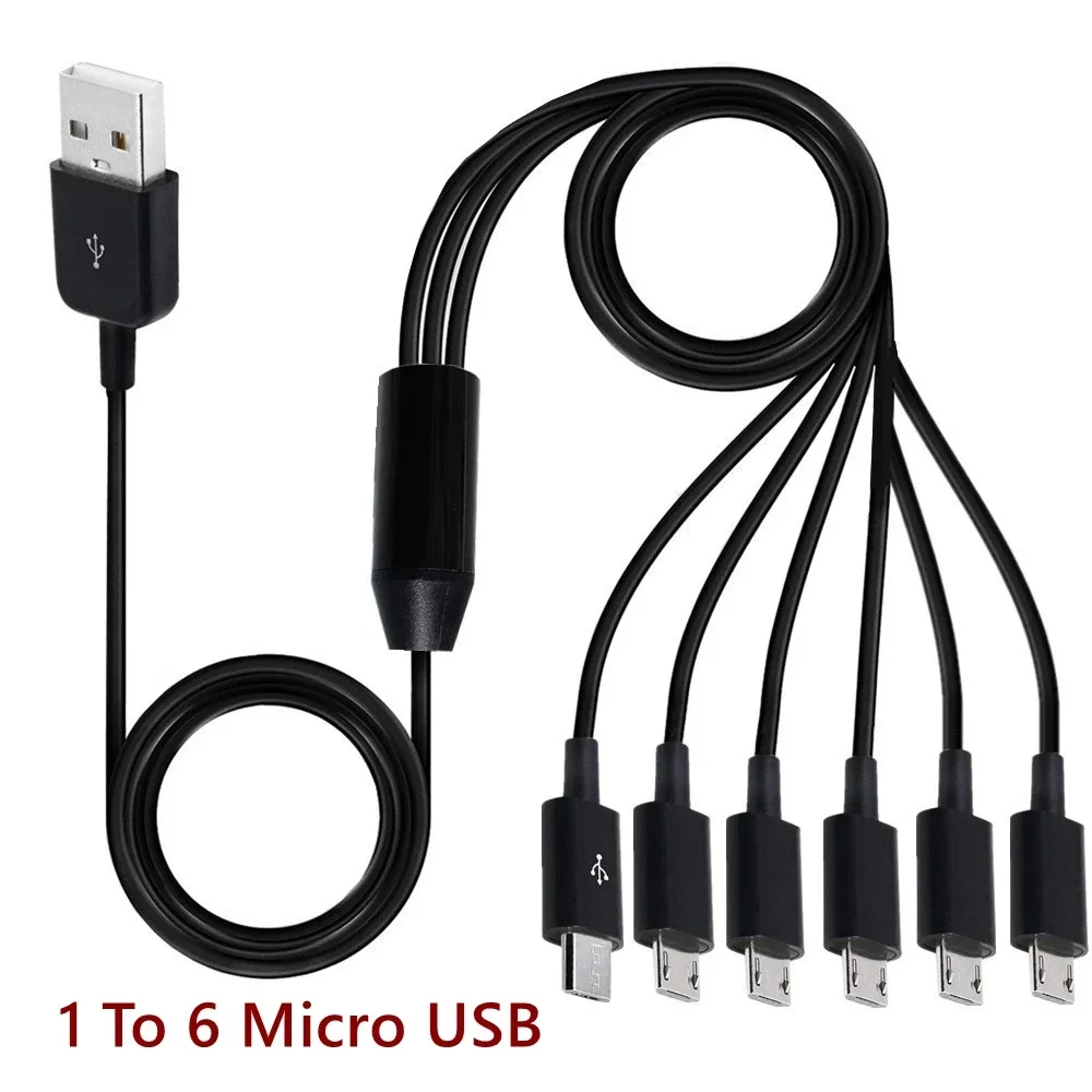 Type-C USB 1 To 2 3 4 6 Port Type C To Mini Micro USB Y Splitter Multiple Fast Charging Date Cable Cord For Smartphone Tablet