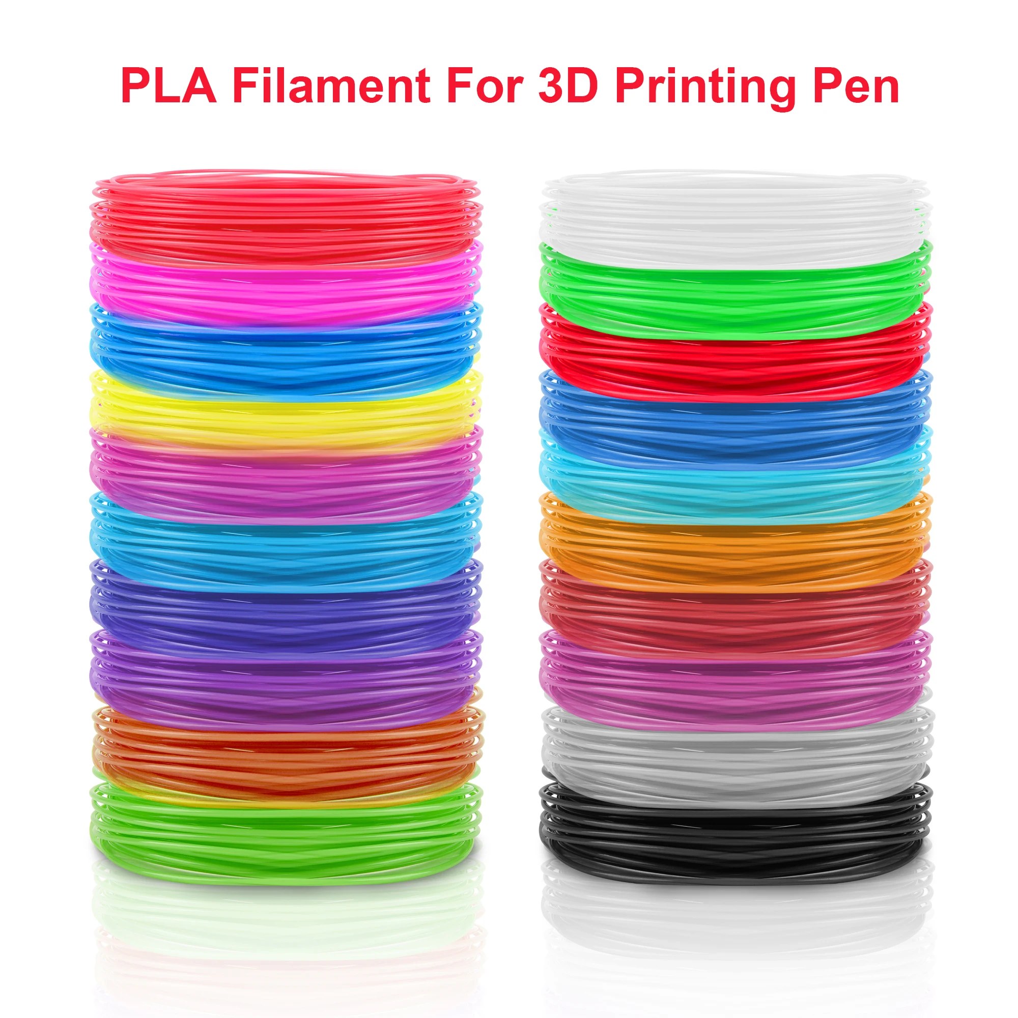 3D Pen PLA Filament Diameter 1.75MM Color 3D Printing Material for 3D Pen 9M/36M/50M/100M/200M Colorless, Odorless and Safe