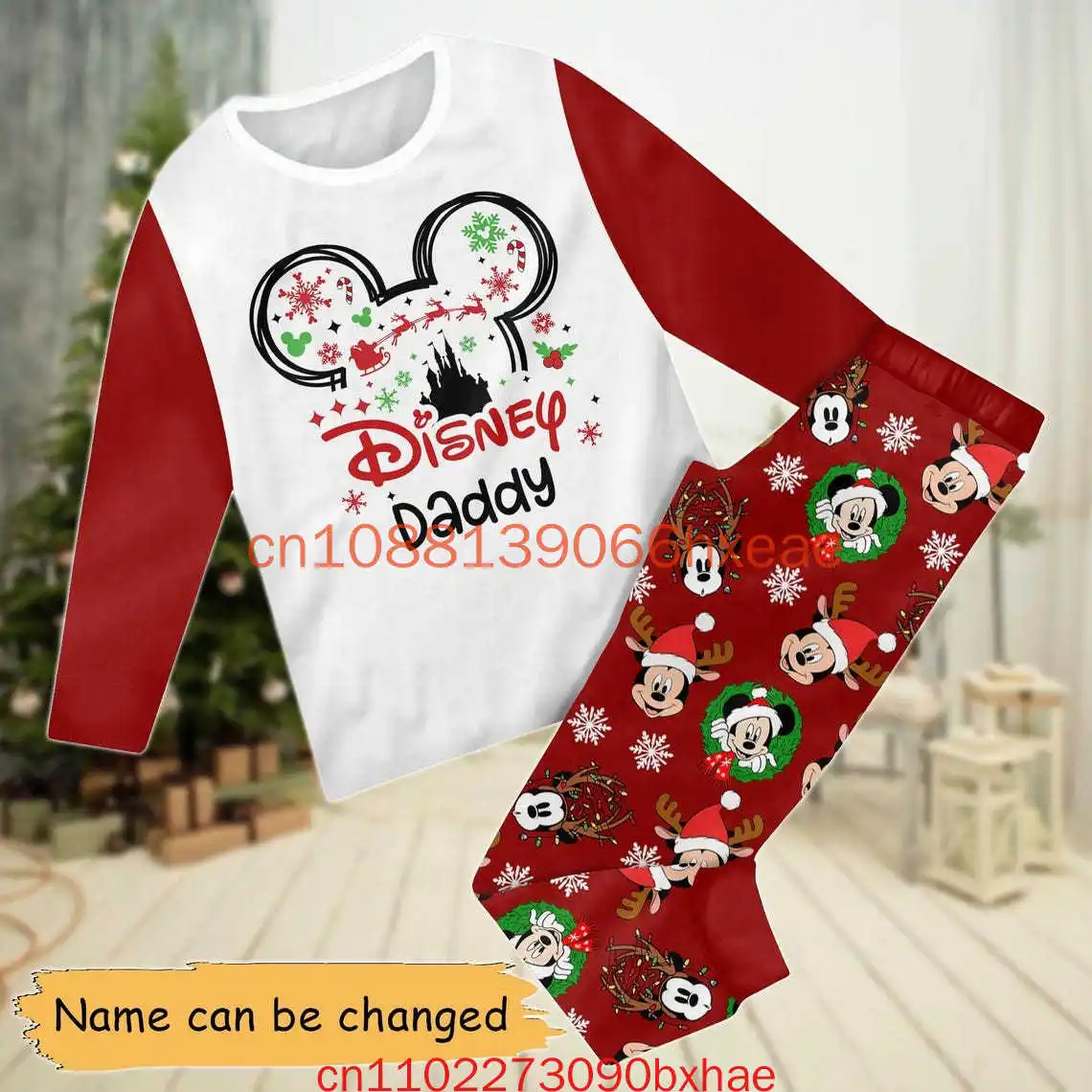 Nome personalizado conjunto de pijamas de família de natal do castelo da disney mouse combinando mickey e minnie conjunto de pijama calças