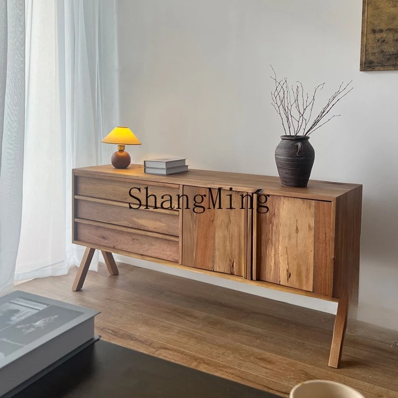 SM side locker living room solid wood wine cabinet storage old wood to red wine decorative cabinet