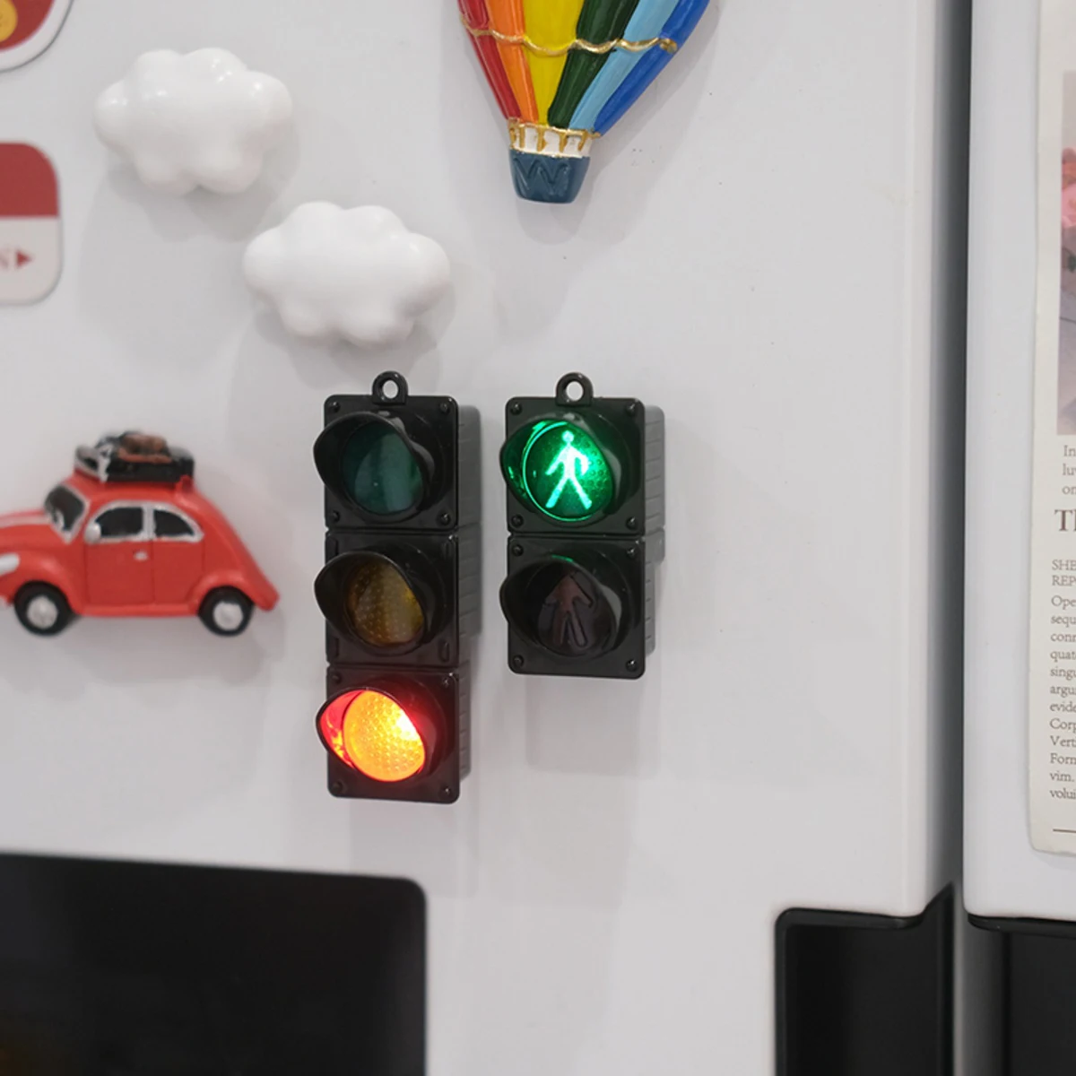 Refrigerator Magnets, Magnets, 3D Stereo Refrigerator Magnets, Simulated Traffic Light Refrigerator Magnets, Light-Up Refrigerator Magnets, Refrigerator Decoration, Home Decoration
