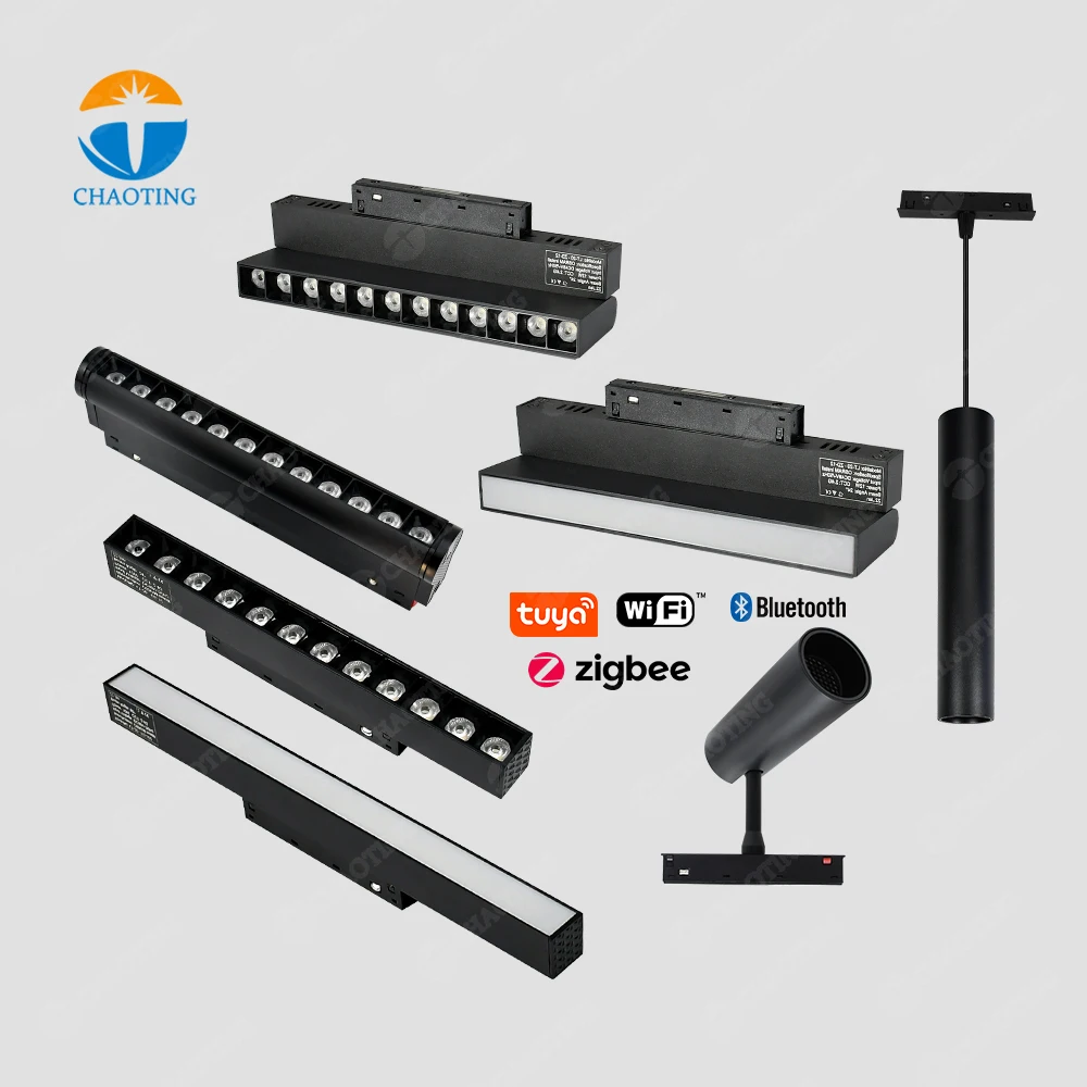 48V Tuya APP Featured Magnet Pendant Lighting Pending Pendent Focus Spot Spotlight Flood Grille Set Led Magnetic Track Lights