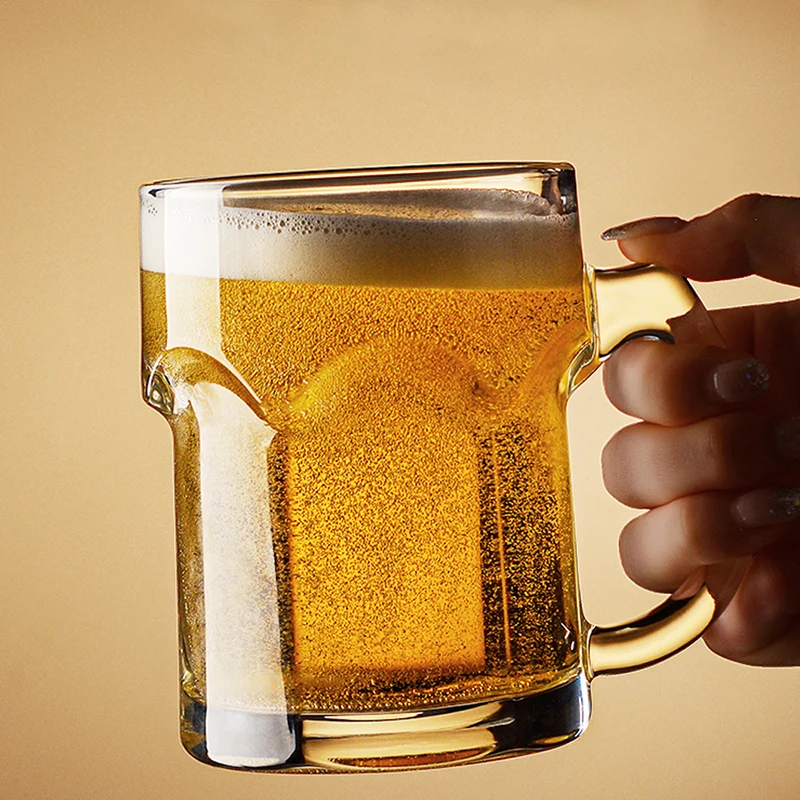 HeY LiLac 405~500ml Ailay Thickened Glass Beer Mug high transparency Heavy Duty Drinking Cup for Home/Bar
