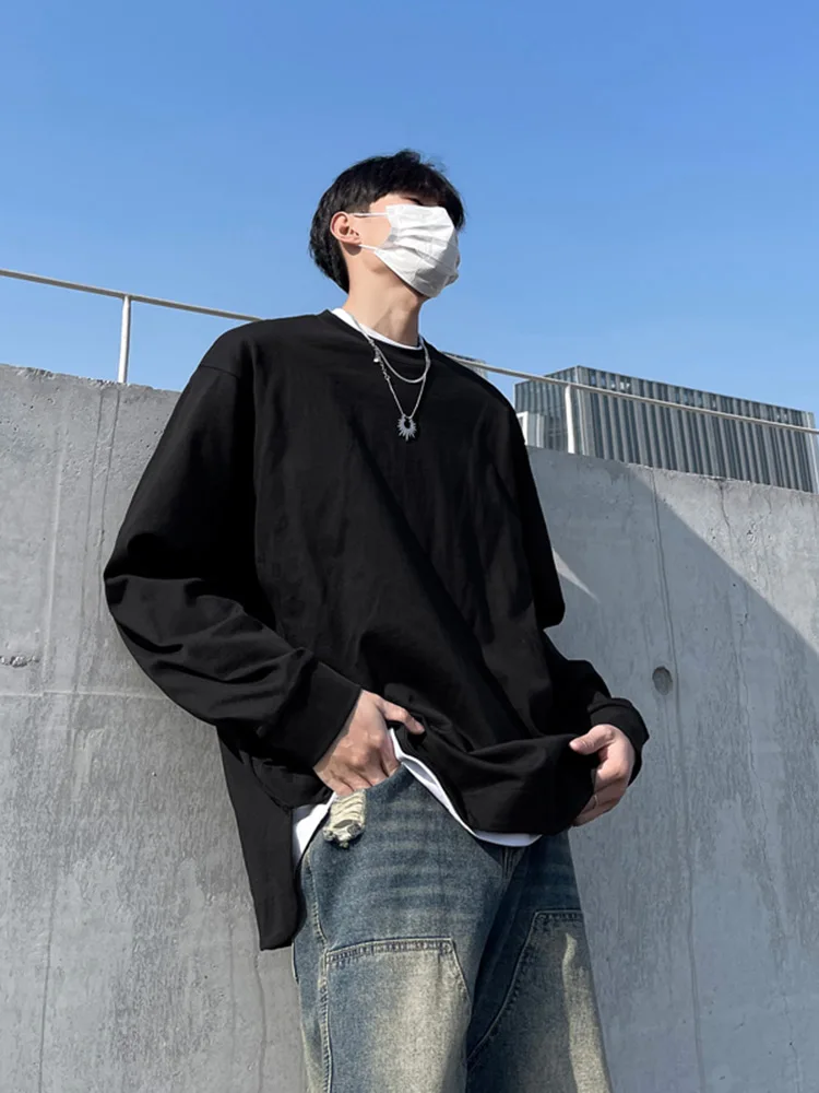 

Cleanfit Heavyweight Long Sve T-irt Men's Spring Autumn American Retro Vibe High Street Loose Base Layer Top