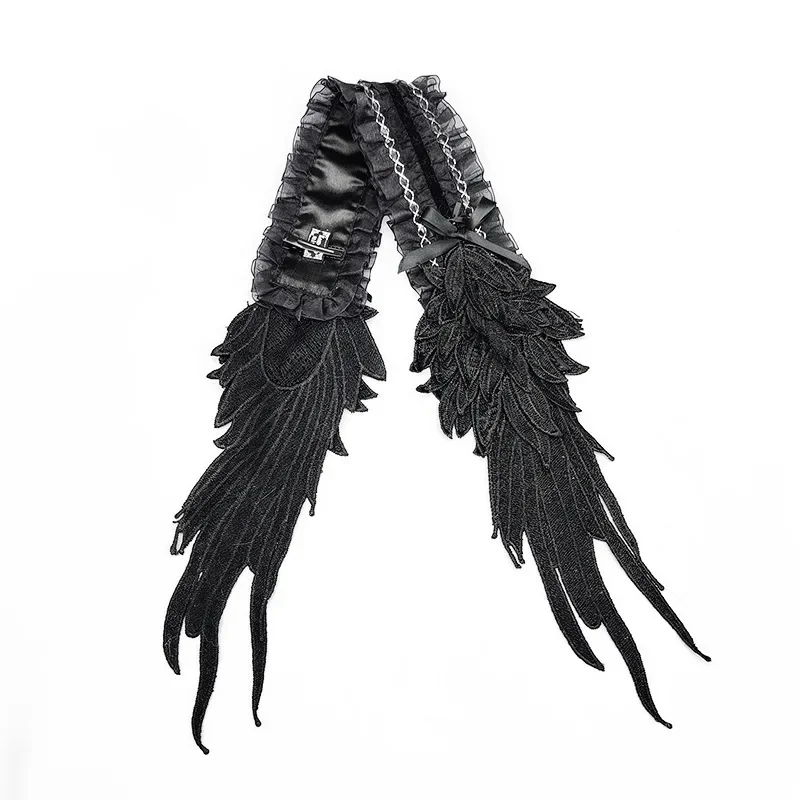 Gothic Lolita Angel Wings Nakrycie głowy Dark Mori Kei Koronkowa opaska do włosów dla eleganckiej pokojówki EGA Cosplay Accessory