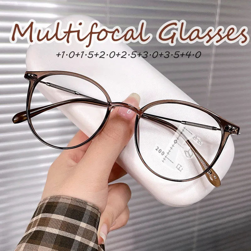 

Classic Round Frame Progressive Reading Glasses Retro Multifocal Presbyopia Eyewear High Definition Near Far Bifocal Eyeglasses