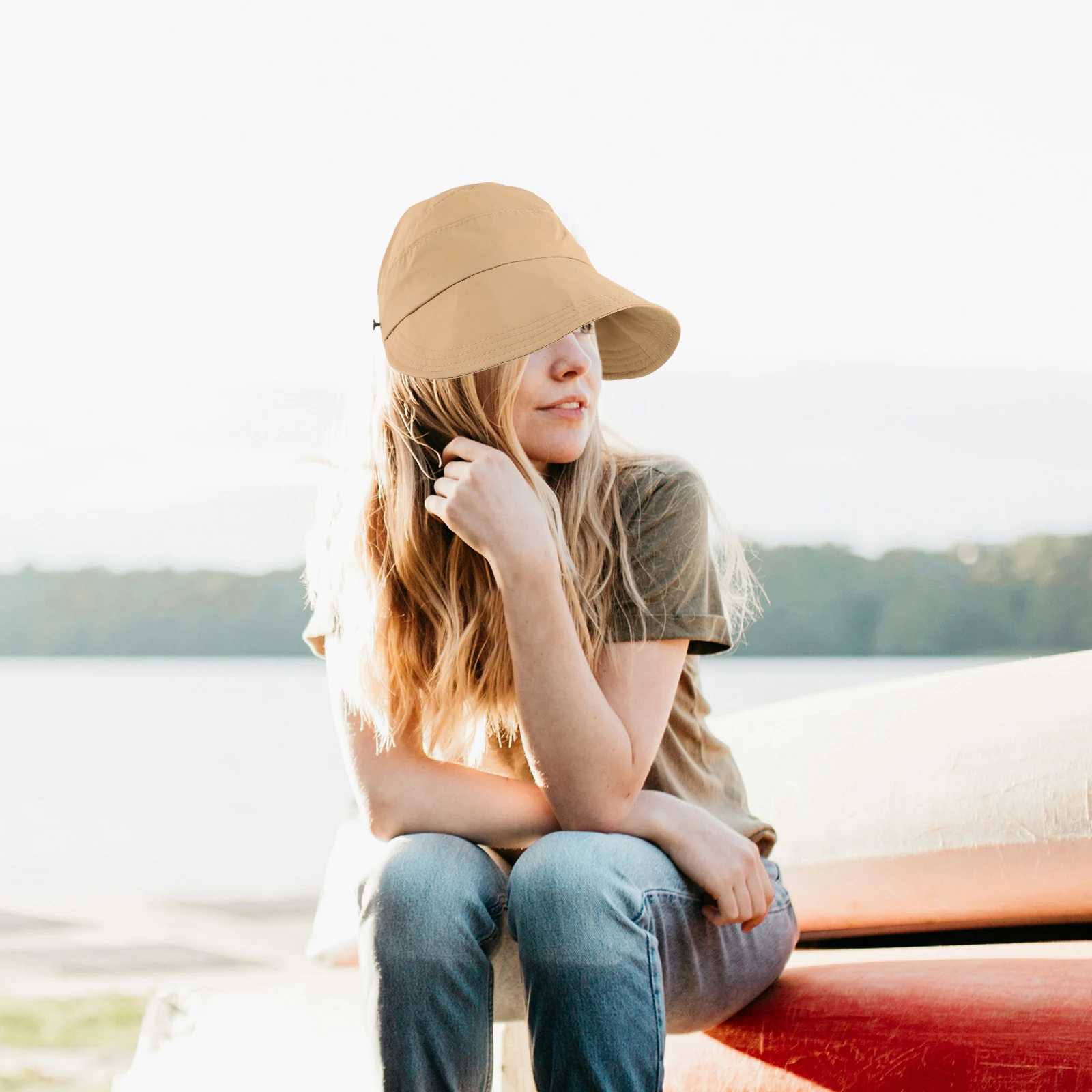 

Sunscreen Ice Bucket Fisherman Bucket Hat Women Men Summer New UV Protection Foldable Beige Fisherman Hat Lightweight
