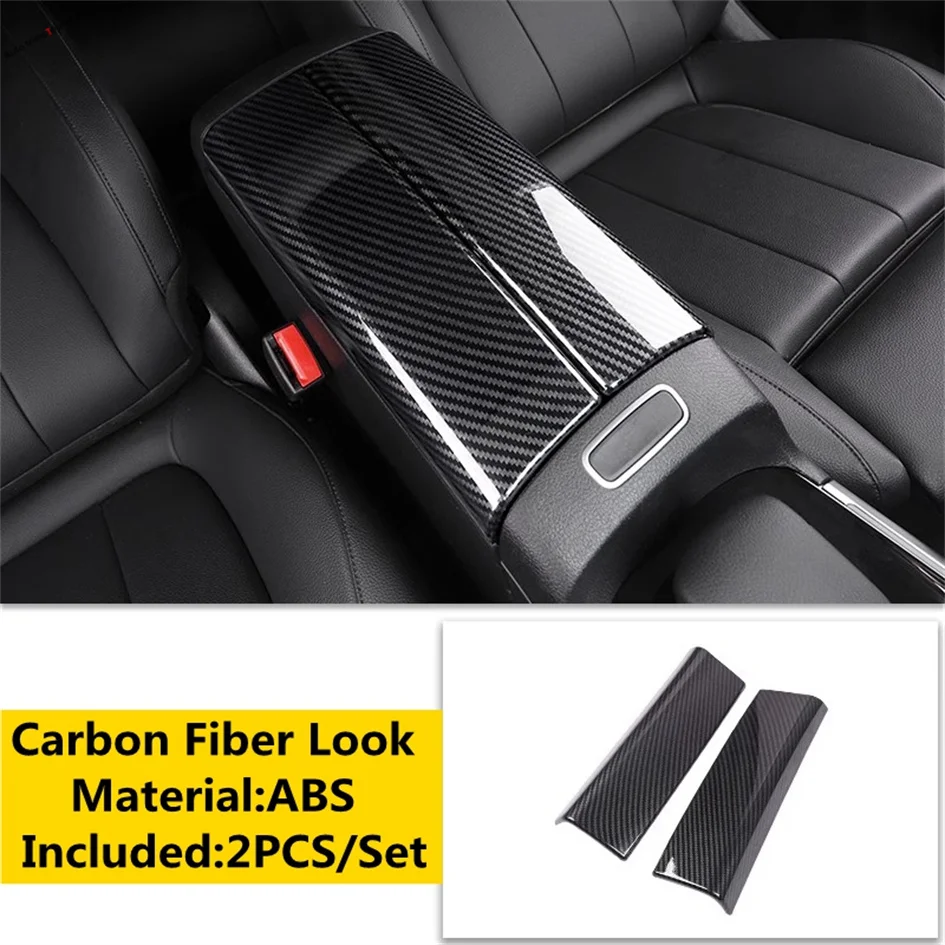 Armrest Box Protector Covers ABS Carbon Fiber Car Central Armrest Decorative Trim For Mercedes-Benz GLB 180 200 X247 2020 - 2024