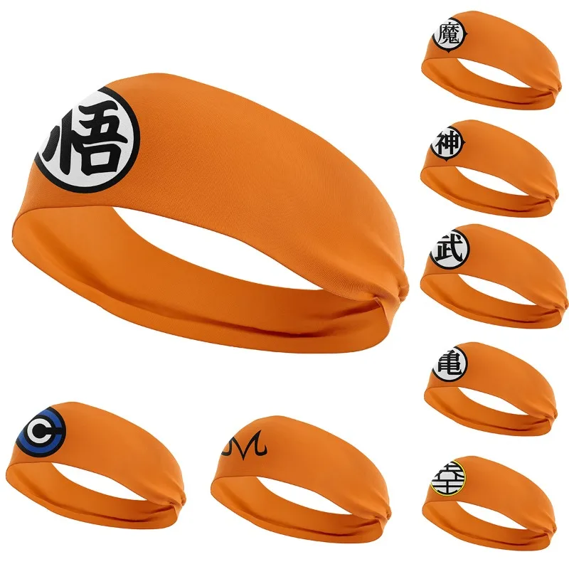 Dragon Ball Son Goku Sports Sweatband Anime Men's and Women's Elastic Sports Anti Slip Hair Headband Yoga Hair Headband Gifts