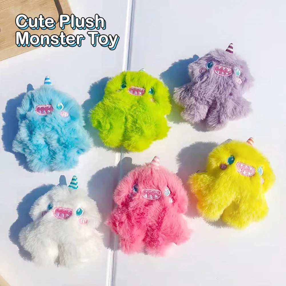 Cartoon Animal Keychain Stuffed Pendant Cute Plush Little Monster Toys Car Keys Bag Decoration Pendants Birthday Plushies Gifts