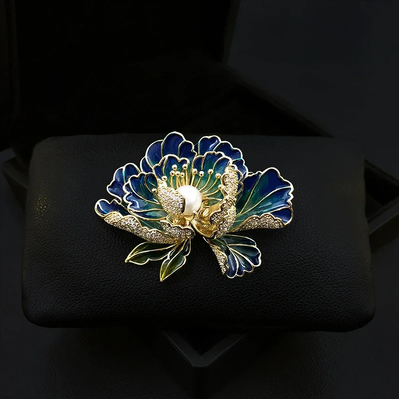 1879 Retro Purple Peony Flower Brooch Exquisite New Chinese Suit Neckline Corsage Cheongsam Accessories Pina Women Jewelry Gifts