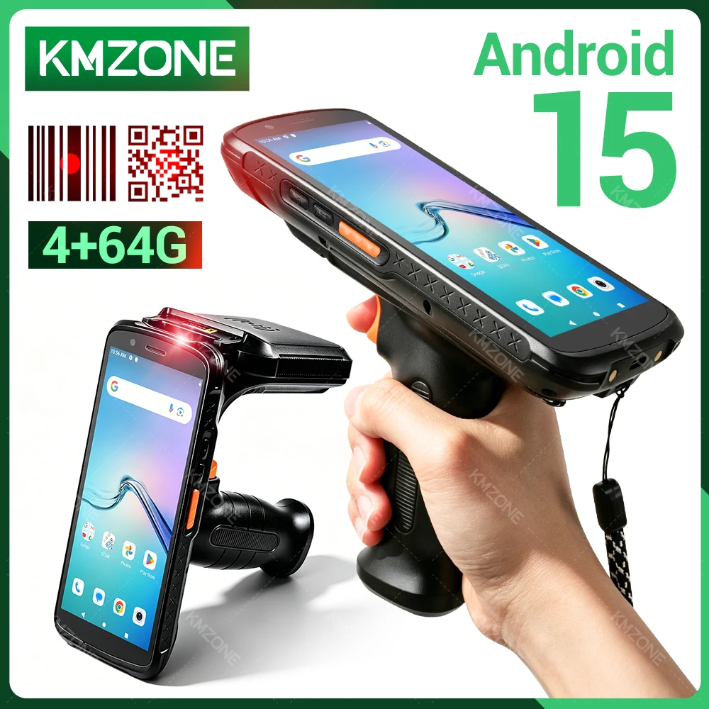 Android 15 Rugged PDA NFC UHF Handheld Terminal Wireless Wifi with Grips Cradle 2D Barcode Scanner Warehouse Inventory with Grip